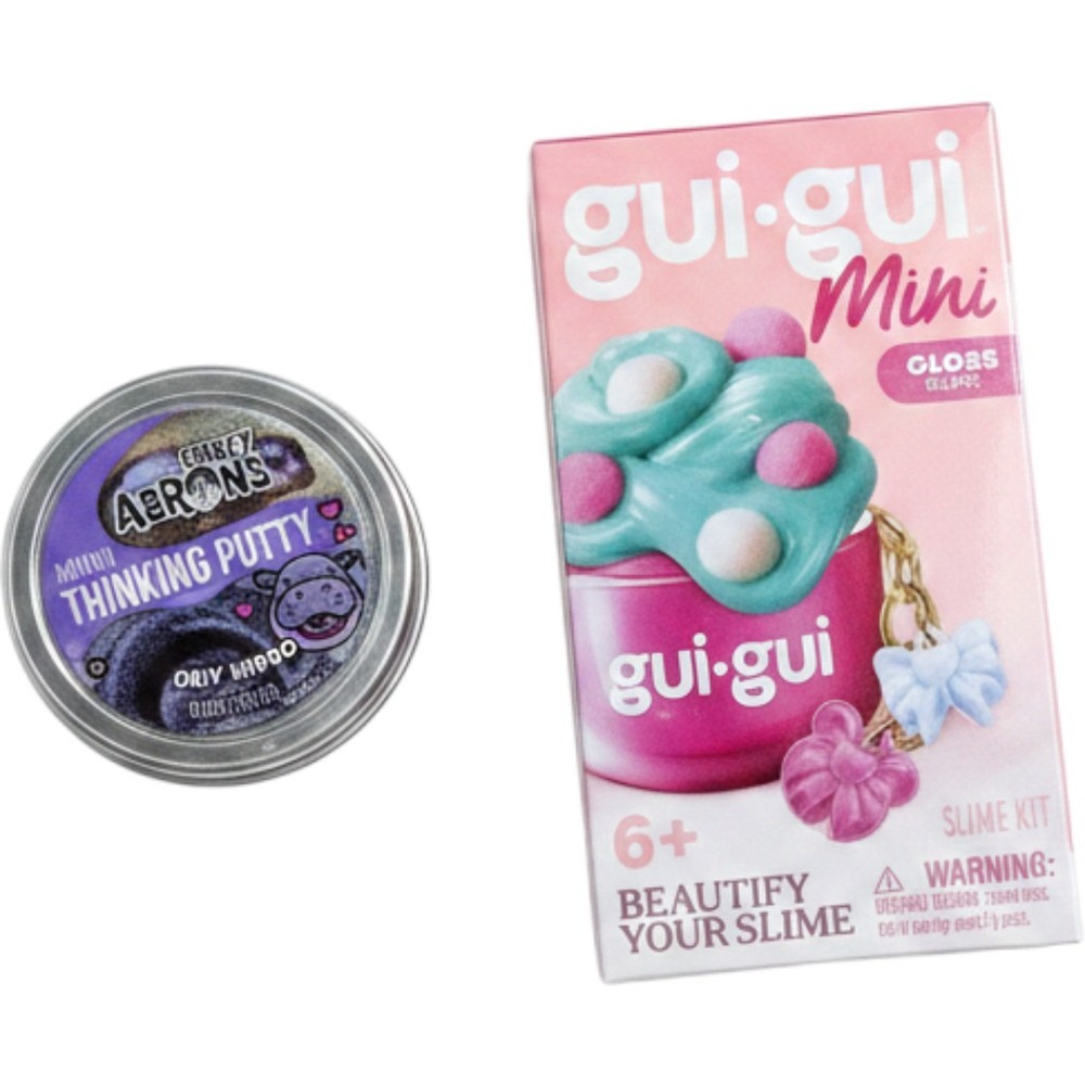 Crazy Aarons Mini Thinking Putty Orly Hippo & Gui-Gui Mini Slime Kit Bundle New